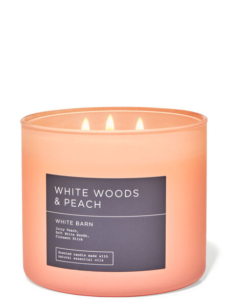 White Woods & Peach fragranza Candela a 3 stoppini