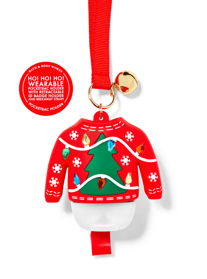 Porta igienizzante mani e badge indossabile a forma di maglione natalizio Fuori Catalogo Bath & Body Works