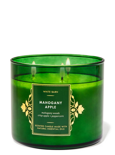 Mahogany Apple home fragrance featured white barn collection Bath & Body Works