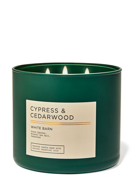 Cypress &amp; Cedarwood home fragrance featured white barn collection Bath & Body Works